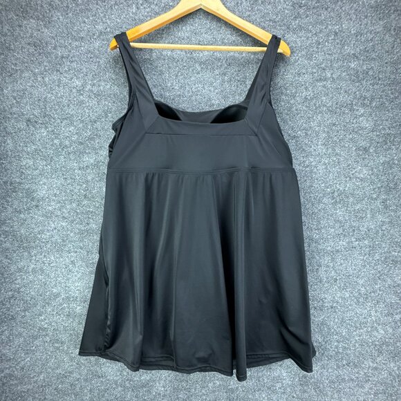 Swimsuits For All Black One Piece Swimdress Size 24 Empire Square Neck - Picture 4 of 10